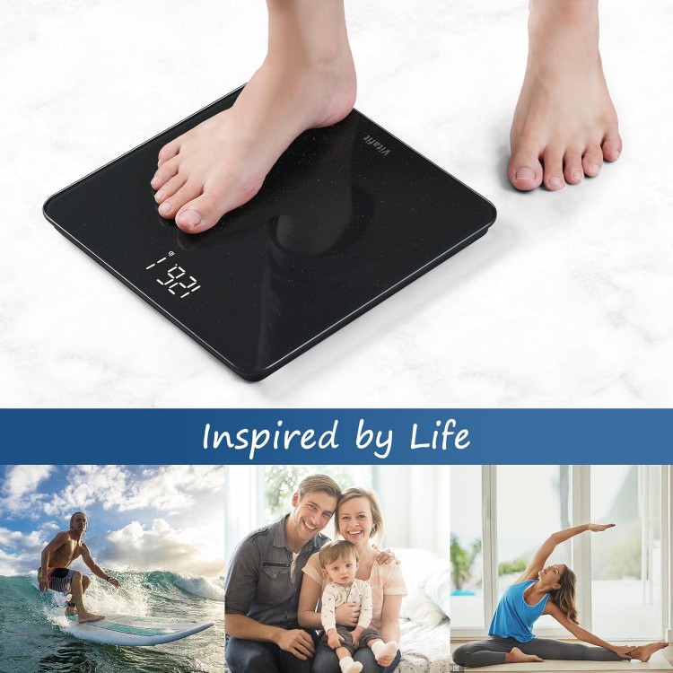 Digital Bathroom Scale For Body Weight, Clear LED Display And Step-On