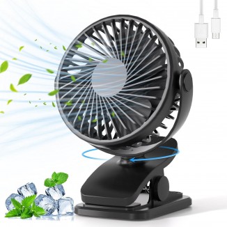 Portable Clip on Fan, 360° Rotate Battery Operated Stroller Fan