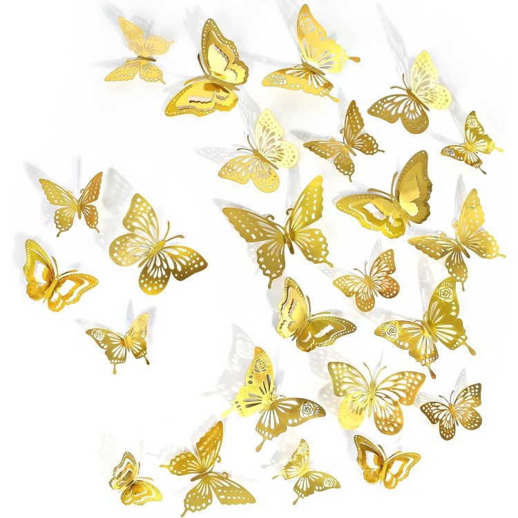 Butterfly Decorations 48 Pcs 4 Styles, 3D Butterfly Wall Decor 3 Sizes