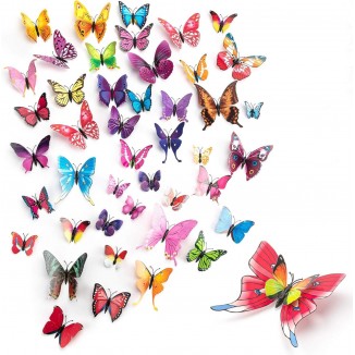 120pcs Butterfly Wall Decor, Removable 3D Butterfly Wall Decals