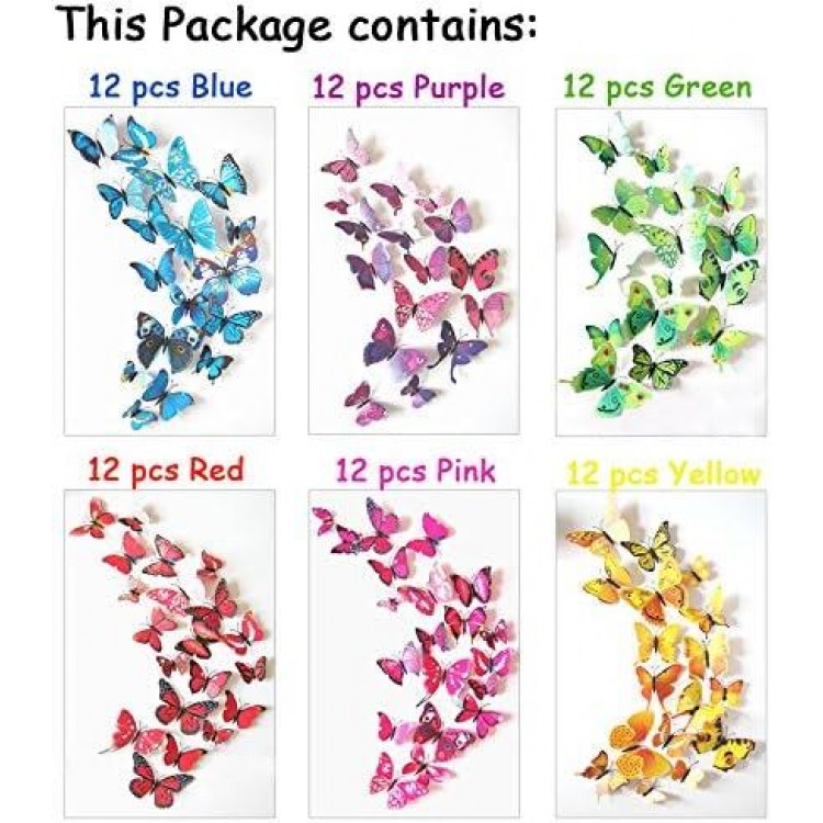 Beautiful 3D Butterfly Wall Decals Removable DIY Home Decorations