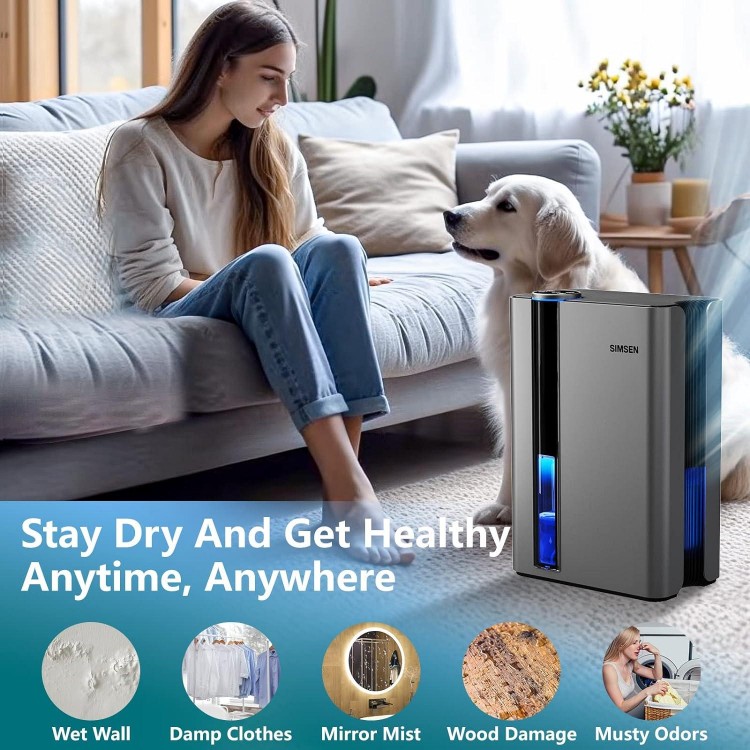 95oz Dehumidifiers for Home, Quiet Dehumidifier with Reusable Filter