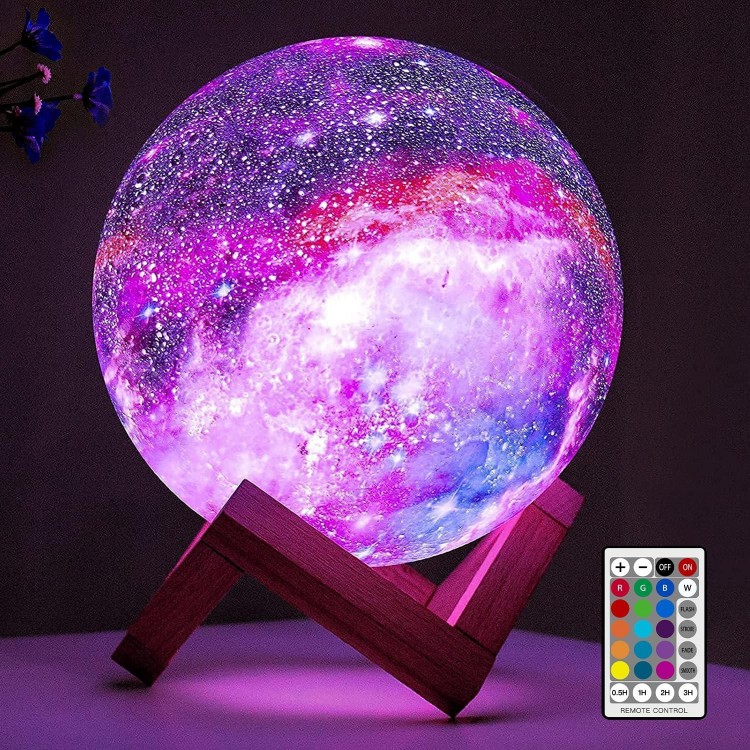 BRIGHTWORLD Moon Lamp Galaxy Lamp 5.9 inch 16 Colors LED 3D Moon Light