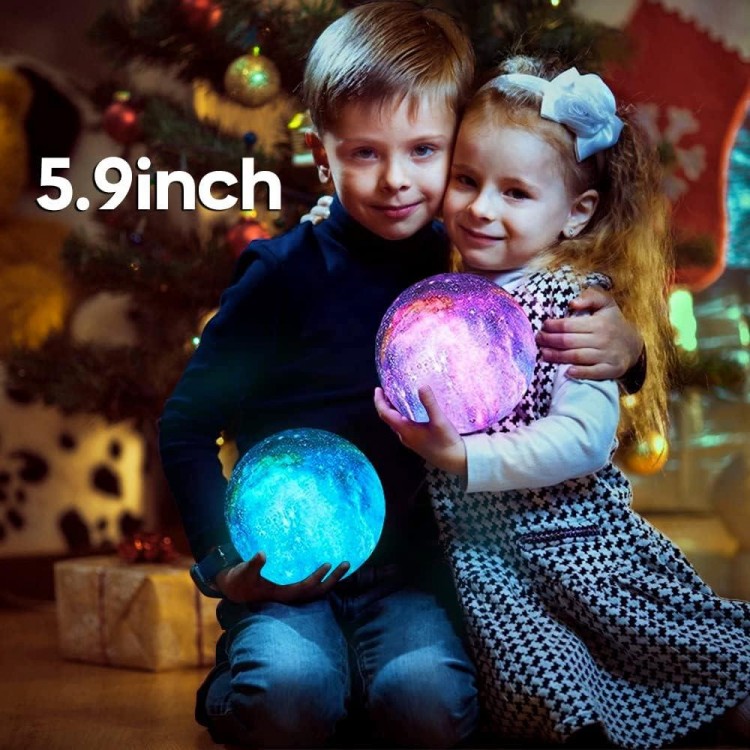 BRIGHTWORLD Moon Lamp Galaxy Lamp 5.9 inch 16 Colors LED 3D Moon Light