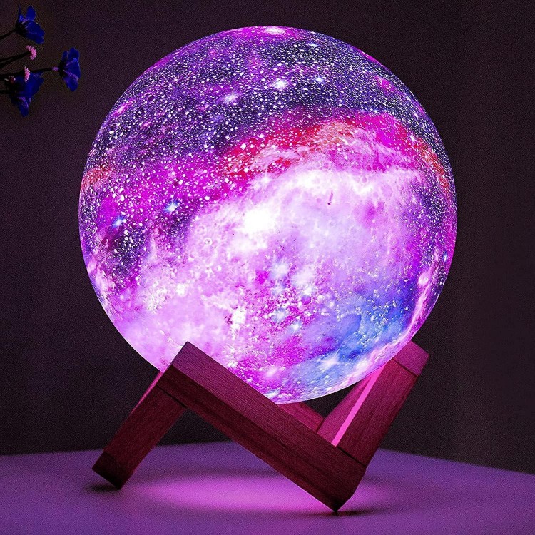 BRIGHTWORLD Moon Lamp Galaxy Lamp 5.9 inch 16 Colors LED 3D Moon Light