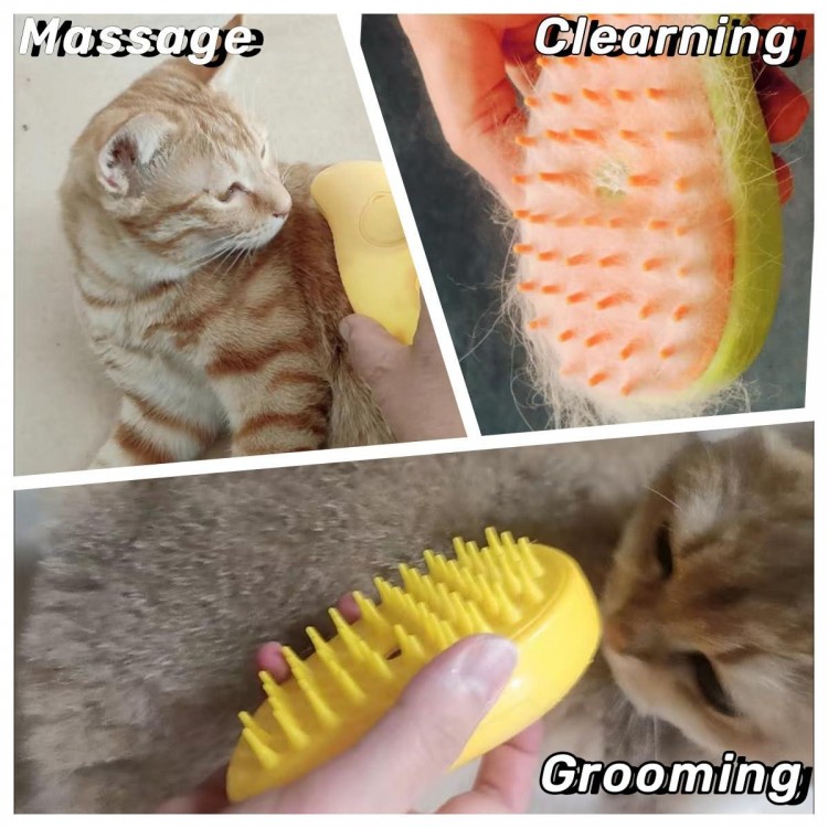 Pet Steam Brush, Pet Hair Removal Brush For Small Dog And Cats