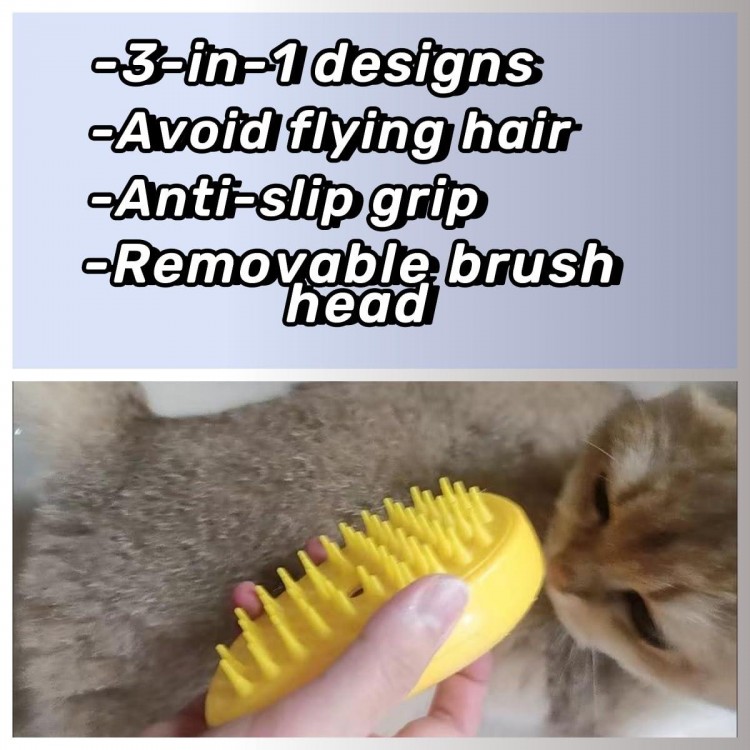 Pet Steam Brush, Pet Hair Removal Brush For Small Dog And Cats