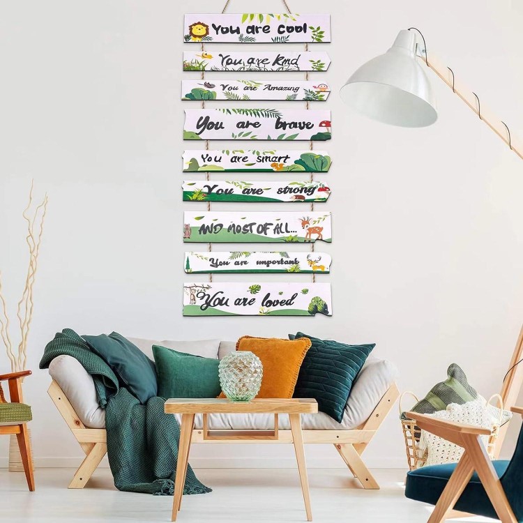 Kids Room Hanging Sign Wall Art Decor With Inspirational Quotes