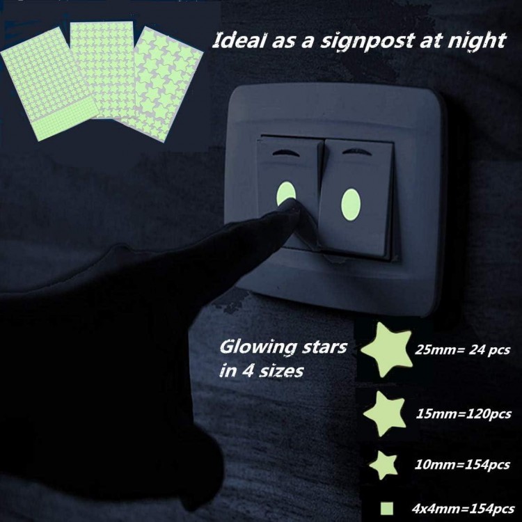 Aooyaoo Glow in The Dark Stars Wall Stickers,Glowing Stars for Ceiling