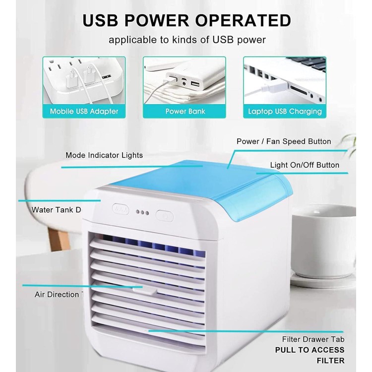 Portable Air Conditioner Fan,USB Powered Air Cooler,Humidifier