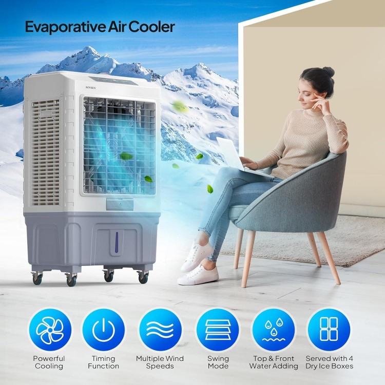 Evaporative Air Cooler, Portable Swamp Cooler Fan with Remote Control