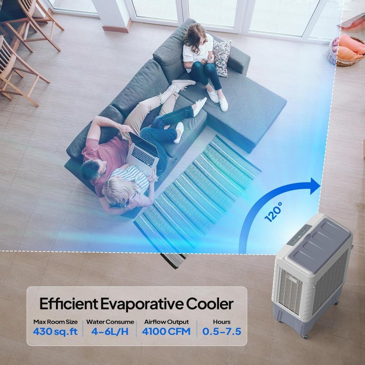 Evaporative Air Cooler, Portable Swamp Cooler Fan with Remote Control