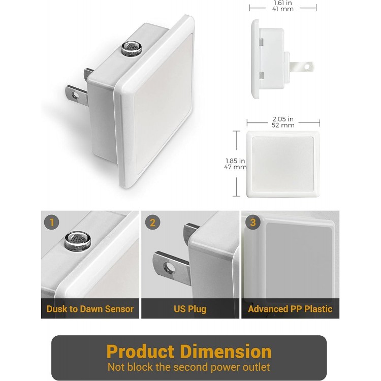 JandCase Night Lights Plug into Wall 2 Pack, Plug in Night Light