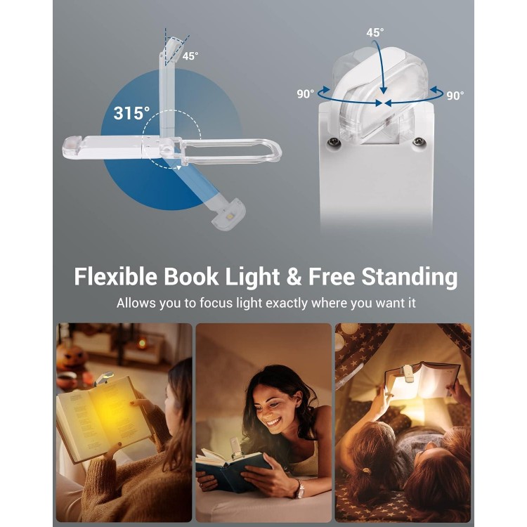 DEWENWILS USB Rechargeable Book Light,Warm White,Brightness Adjustable