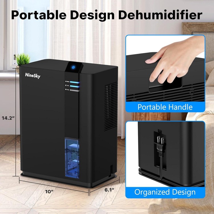 NineSky Dehumidifier For Home,98 OZ Water Tank,(800 Sq.Ft) Dehumidifiers