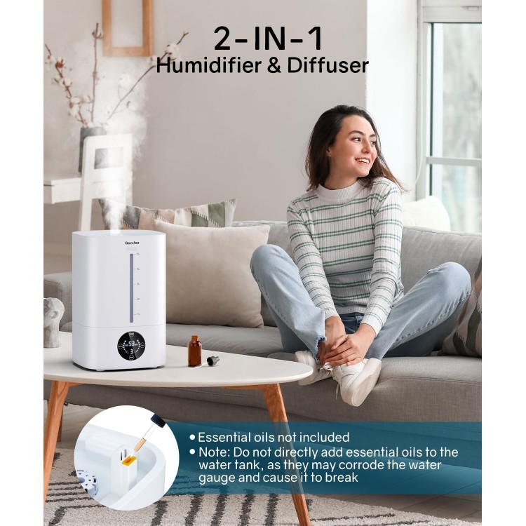 5L Humidifiers For Bedroom, Qacofee Humidifier, Whisper-Quiet Air