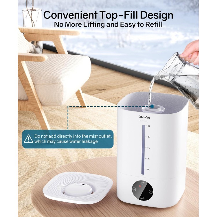 5L Humidifiers For Bedroom, Qacofee Humidifier, Whisper-Quiet Air