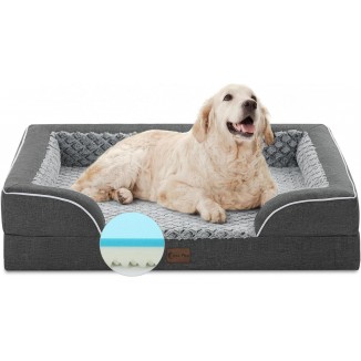 Memory Foam Dog Bed with Bolsters,Cooling Dog Beds for Extra Large Dogs