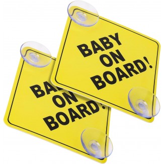 Baby on Board Car Warning Signs, Safety Car Sign with Suction Cups