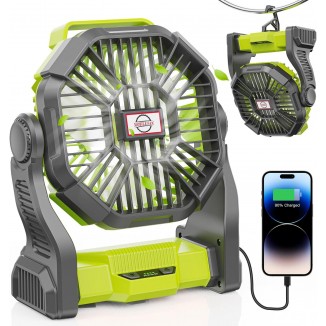 10400mAh Battery Operated Fan, Camping Fan Rechargeable With LED Light