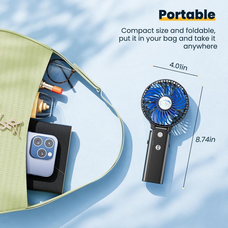 2024 New Portable Handheld Fan,5200mAh Rechargeable Battery Operated