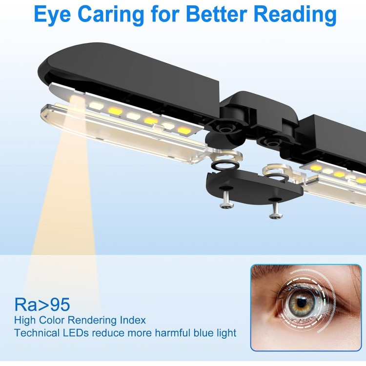 14 LED Rechargeable Book-Light with Clamp for Reading at Night in Bed