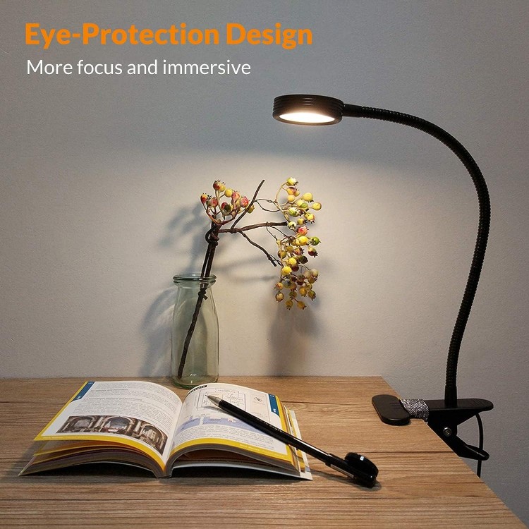 Clip On Light/Reading Light/Book Light Color For Desk, Bed Headboard