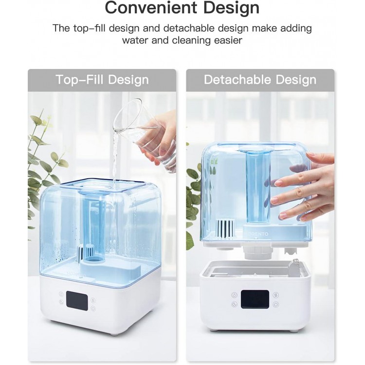 MORENTO Humidifiers for Bedroom, Top Fill Humidifiers for Large Room