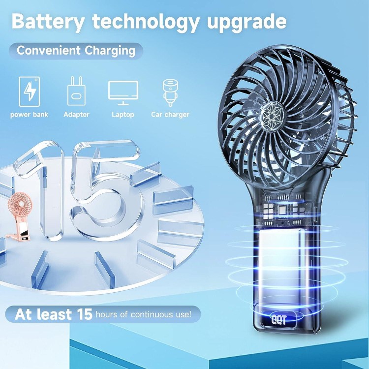 Mini Handheld Fan,4 Speed Adjustable Portable Battery Operated Fans