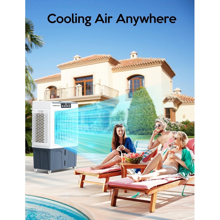 Evaporative Cooler, 2100CFM Air Cooler, 120°Oscillation Swamp Cooler