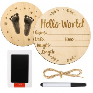 Baby Announcement Sign, Round Baby Nursery Name Signs With Ink Pad