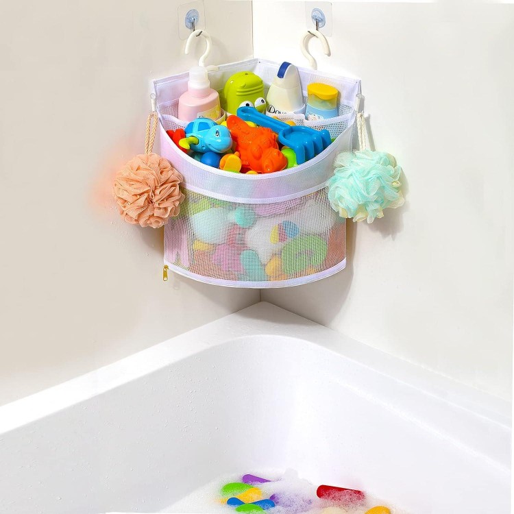 Baby Bath Toy Organizer, Quick Drying And Mould Proof, Corner Hang