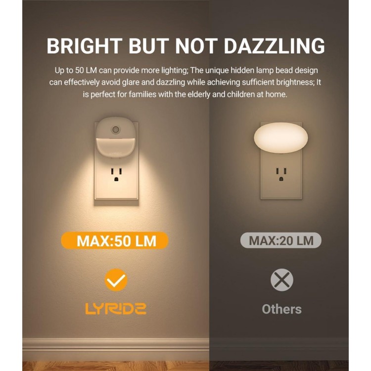 Night Lights Plug Into Wall, Dimmable LED Motion Sensor Night Light