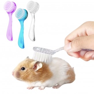3 Pack Hamster Brush - Small Animal Bath Brush with Lid Soft