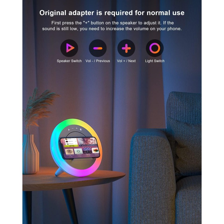 Bluetooth Speaker With Lights,Wireless Charging Speaker,Best Birthday