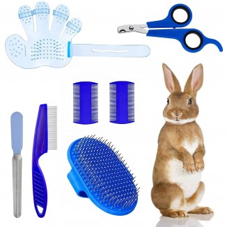 7 Pieces Rabbit Grooming Kit with Rabbit Grooming Brush, Hand Brushes