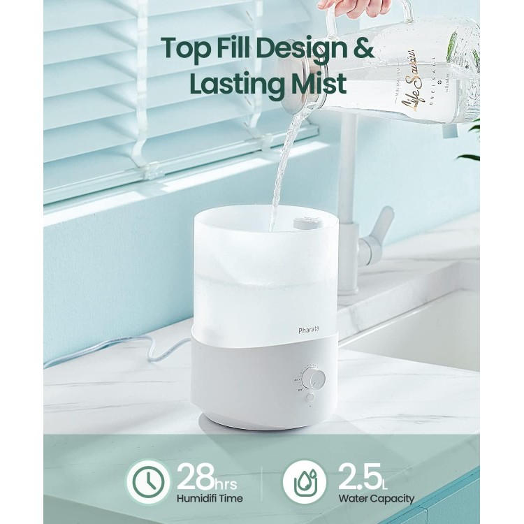 Humidifiers for Bedroom Large Room, 2.5L Cool Mist Humidifier