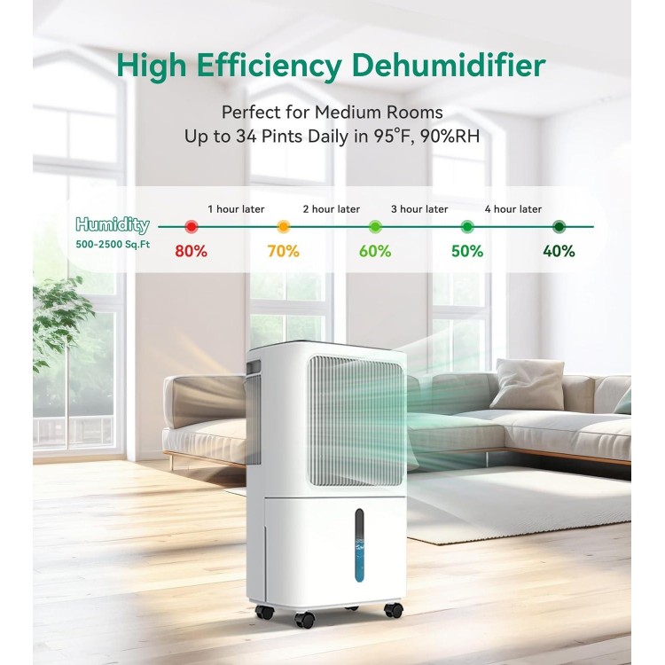 2,500 Sq.Ft Dehumidifier for Basement with Drain Hose,for Home,Bathroom