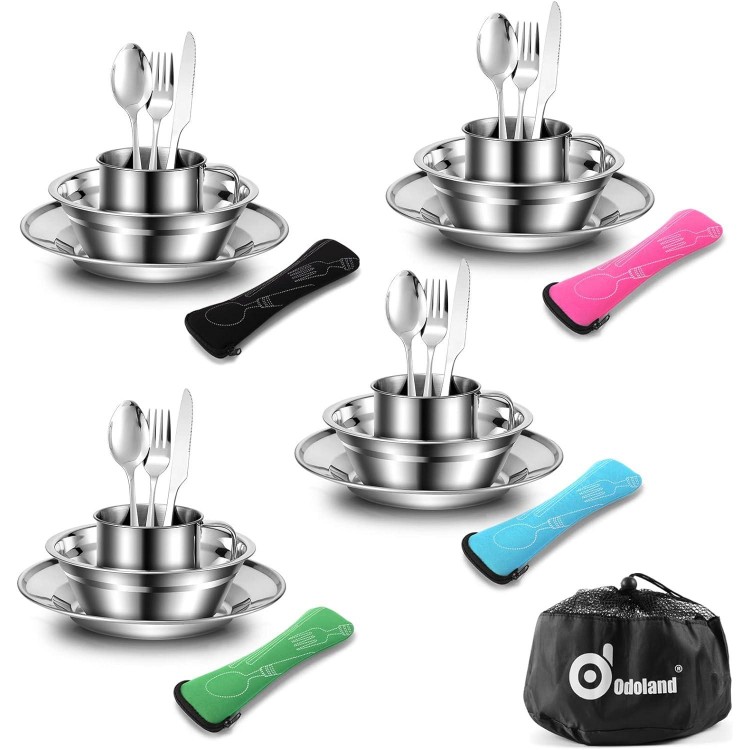 29pcs Stainless Steel Utensils Camping Tableware Kit