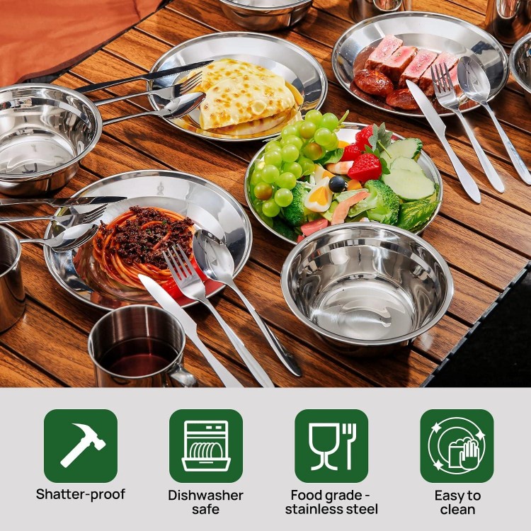 29pcs Stainless Steel Utensils Camping Tableware Kit