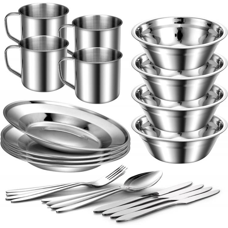 29pcs Stainless Steel Utensils Camping Tableware Kit