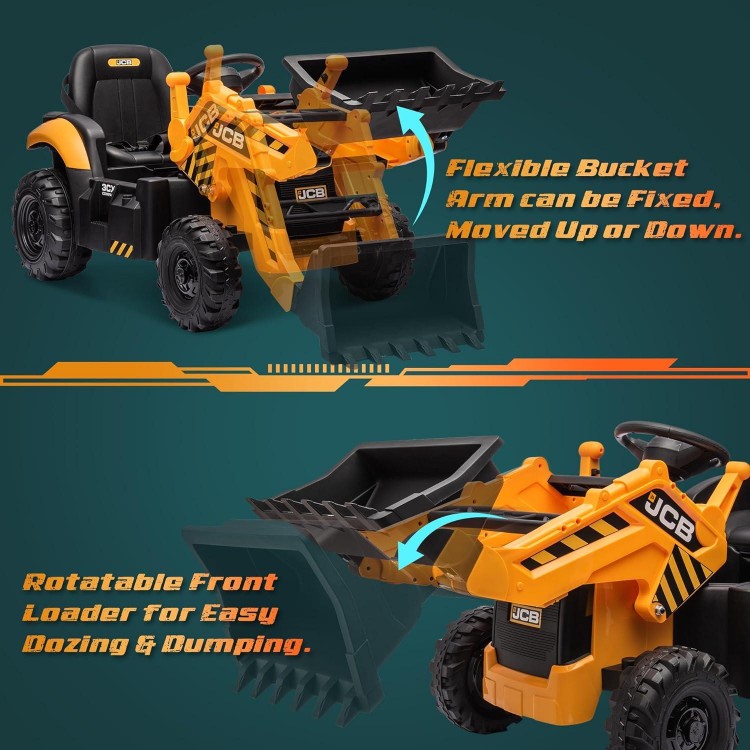 12V JCB Electric Backhoe Loader Toy Car for Kids