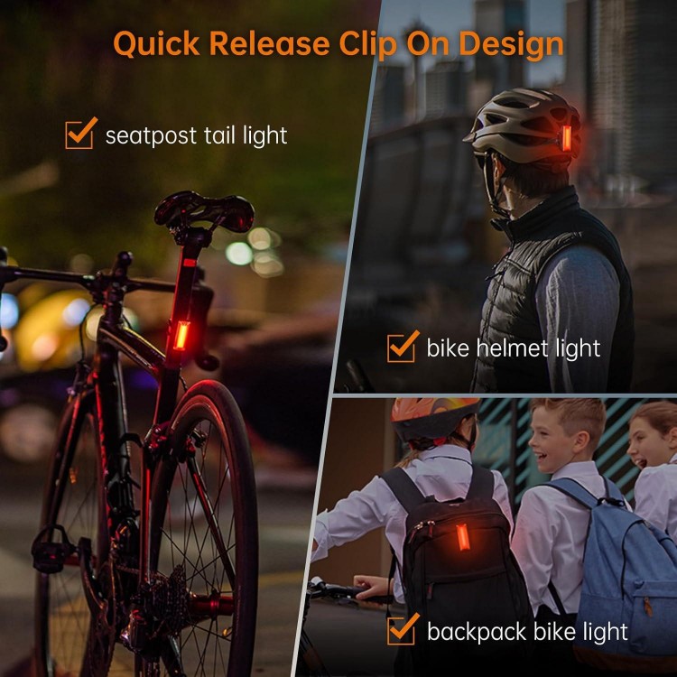 TR20 Bike Tail Lights, Rechargeable Mini Bike Rear Light with 5 Light Modes