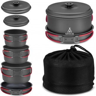 Camping Cookware Set Camping Gear, Compact Camping Pots and Pans Set