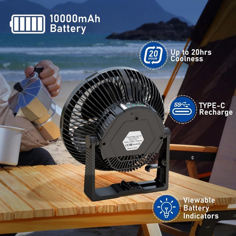 Camping Fan with Led Lantern - 10000mAh 8inch