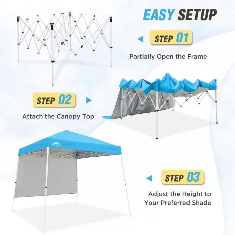 10x10 Pop Up Canopy Tent With Wall Panel,Portable Slant Leg Instant Sun Shelter