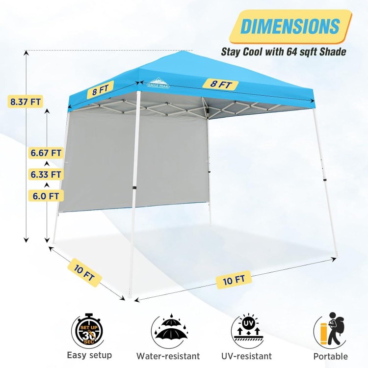 10x10 Pop Up Canopy Tent With Wall Panel,Portable Slant Leg Instant Sun Shelter