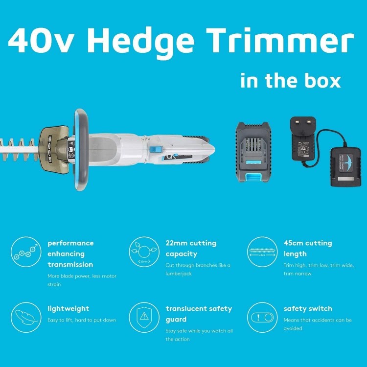 40V Hedge Trimmers - 20In Cordless Hedge Trimmer Rotating Multi-Function Handle