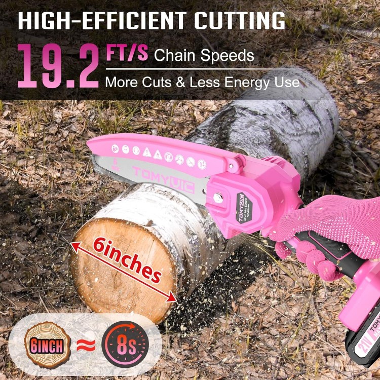 Mini Chainsaw 6-Inch Battery Powered for Tree Trimming Wood Cutting
