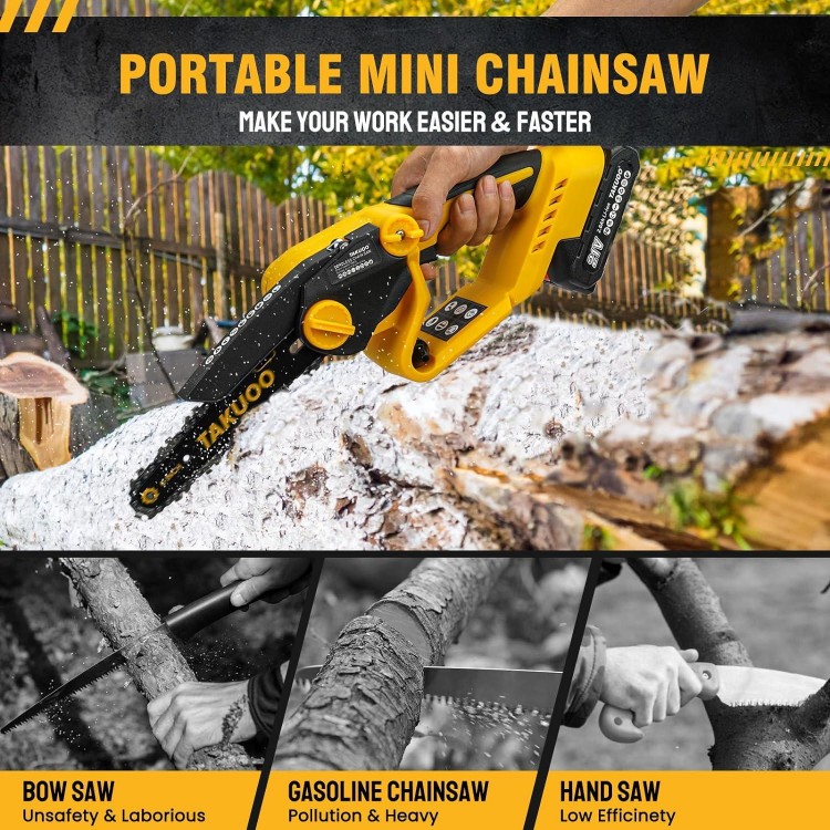 6 Inch mini Chainsaw Cordless, Electric Chain Saw, Handheld Mini Chainsaw